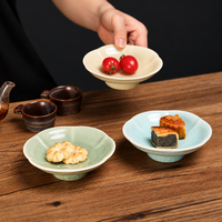 Small Ceramic Snack Dish, Pastel Color Shallow Dessert Bowl