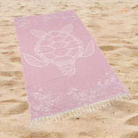 Oversized Ocean Turtle Print Beach Towel Rectangular Quick-Dry Absorbent Shawl Summer Beach Wrap Travel Blanket with Boho Tassel Trim