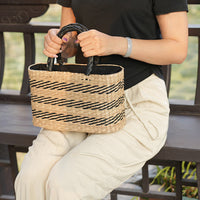 Large Sea Grass Woven Tote Bag – Natural Handmade Style Beach Bag with Polyester Lining