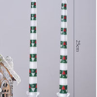 25cm Christmas Printed Taper Candles – Set of 2