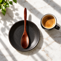 Solid Nanmu Wood Spoon with Natural Grain for Coffee and Desserts