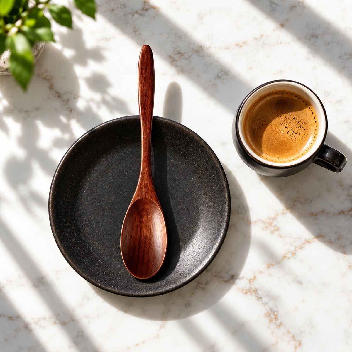 Solid Nanmu Wood Spoon with Natural Grain for Coffee and Desserts