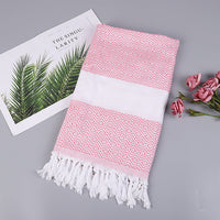 Cotton Turkish Beach Towel With Diamond Pattern Tassel Fringe Boho Swim Towel Picnic Blanket 1x1.8m