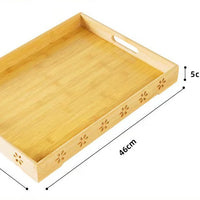 Bamboo Serving Tray with Handles Tea Cup Tray