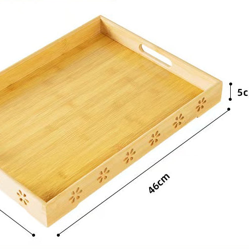 Bamboo Serving Tray with Handles Tea Cup Tray