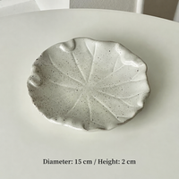 Leaf-Shaped Ceramic Dish, Speckled Small Serving Plate, White or Brown
