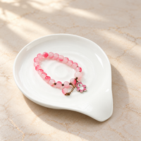 White Ceramic Spoon Rest Spiral Design Kitchen Utensil Holder Plate