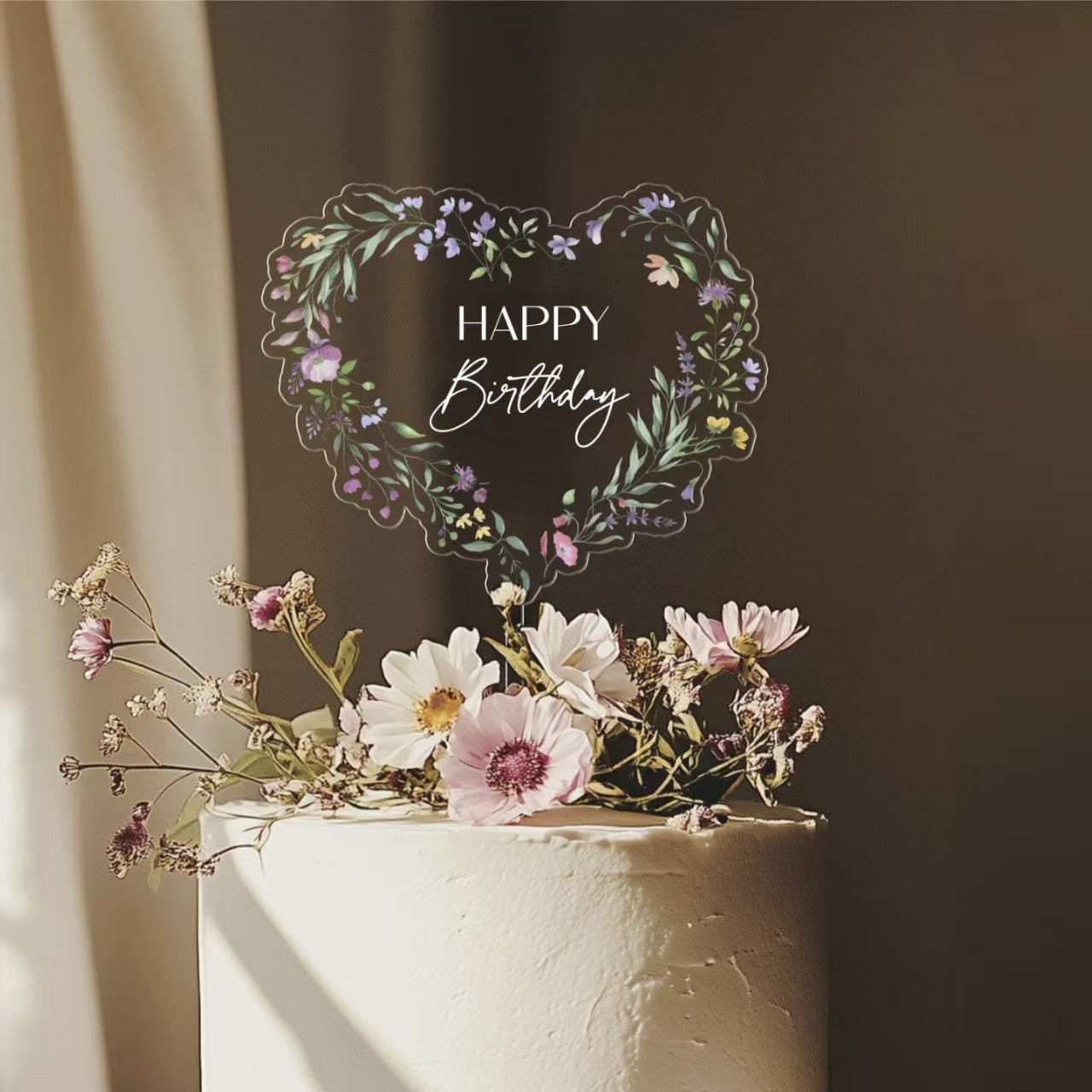 Clear Acrylic Cake Topper for Anniversary and Party