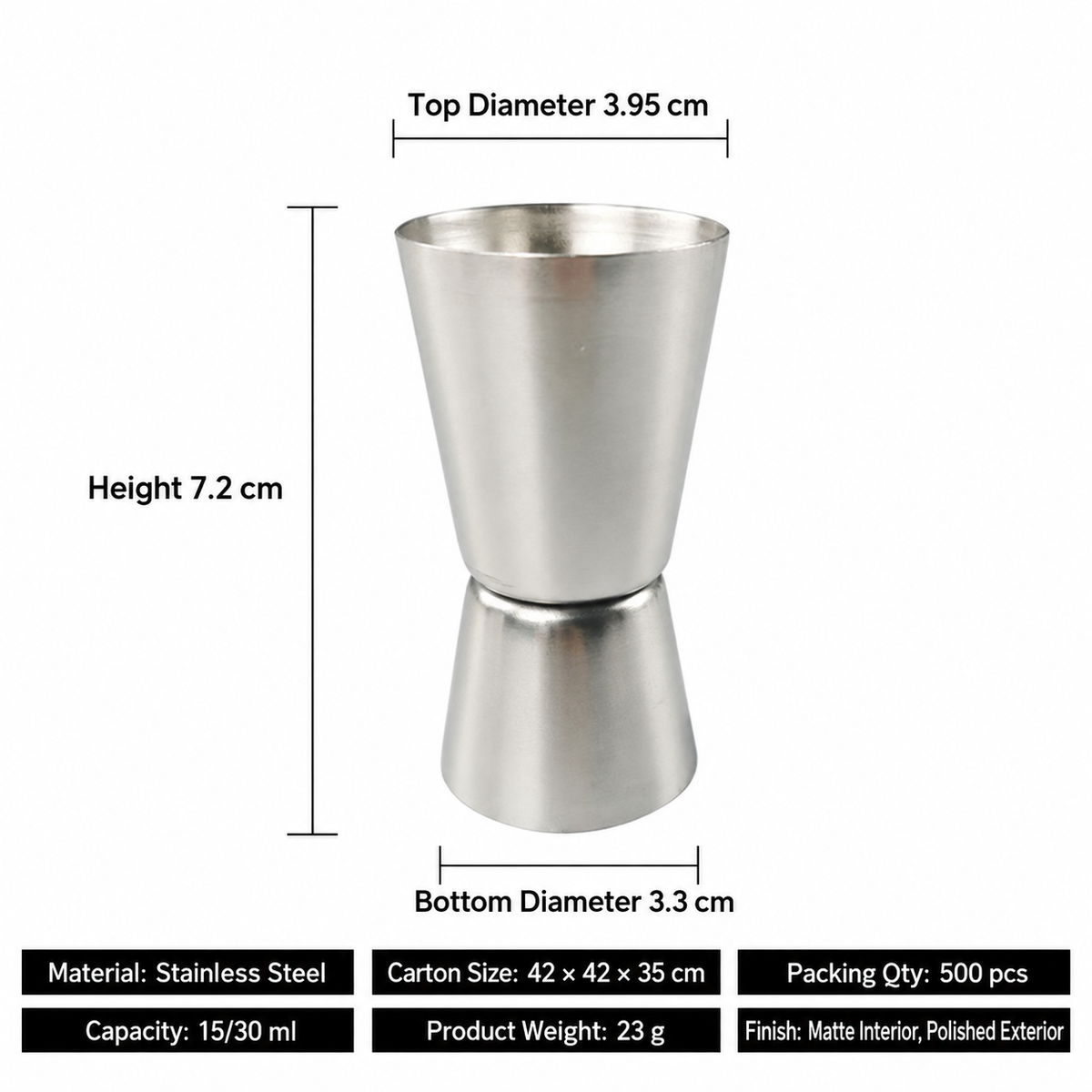 304 Stainless Steel Double Sided Cocktail Jigger Measuring Cup