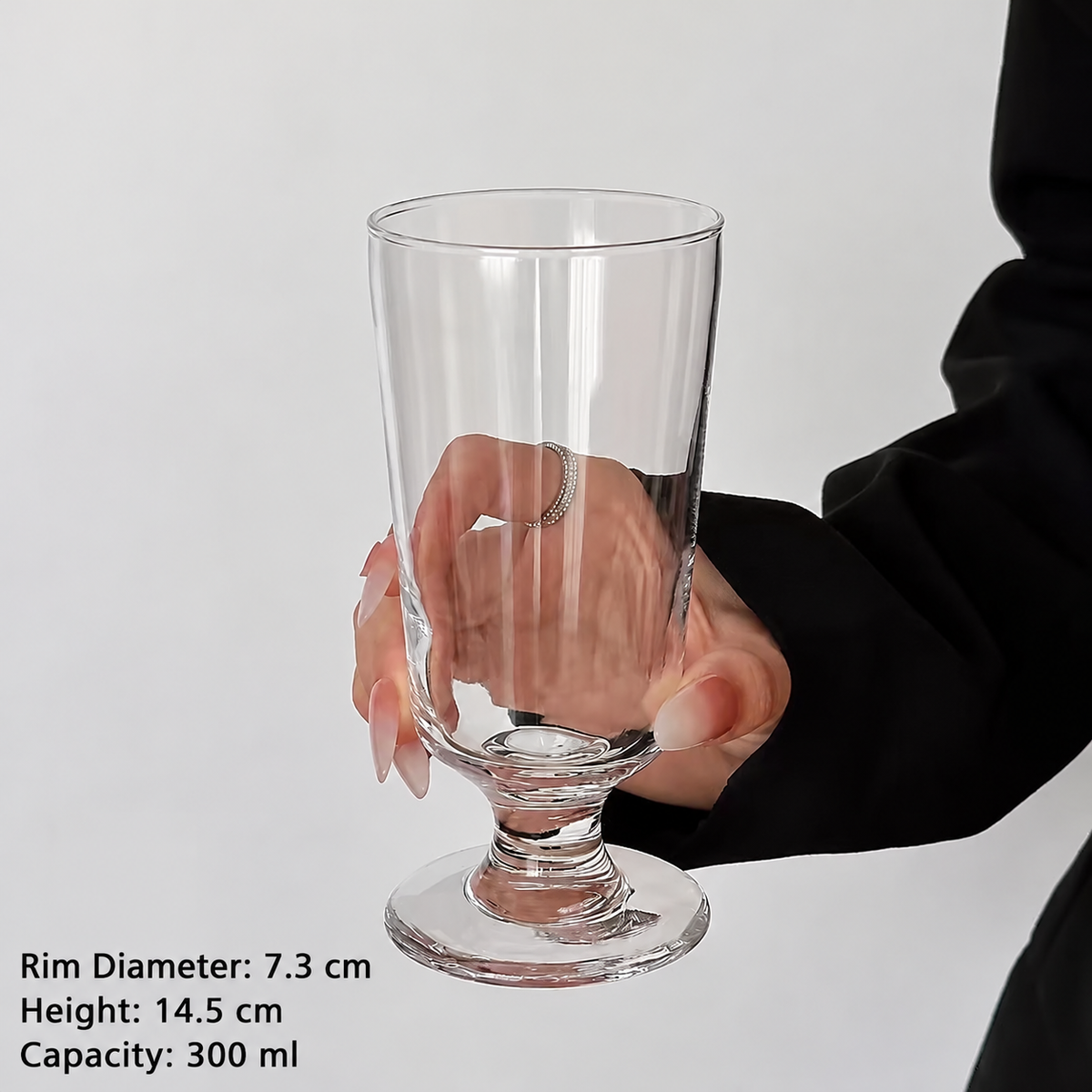 Vintage Footed Glass Tumbler – 300ml Elegant Drinking Cup