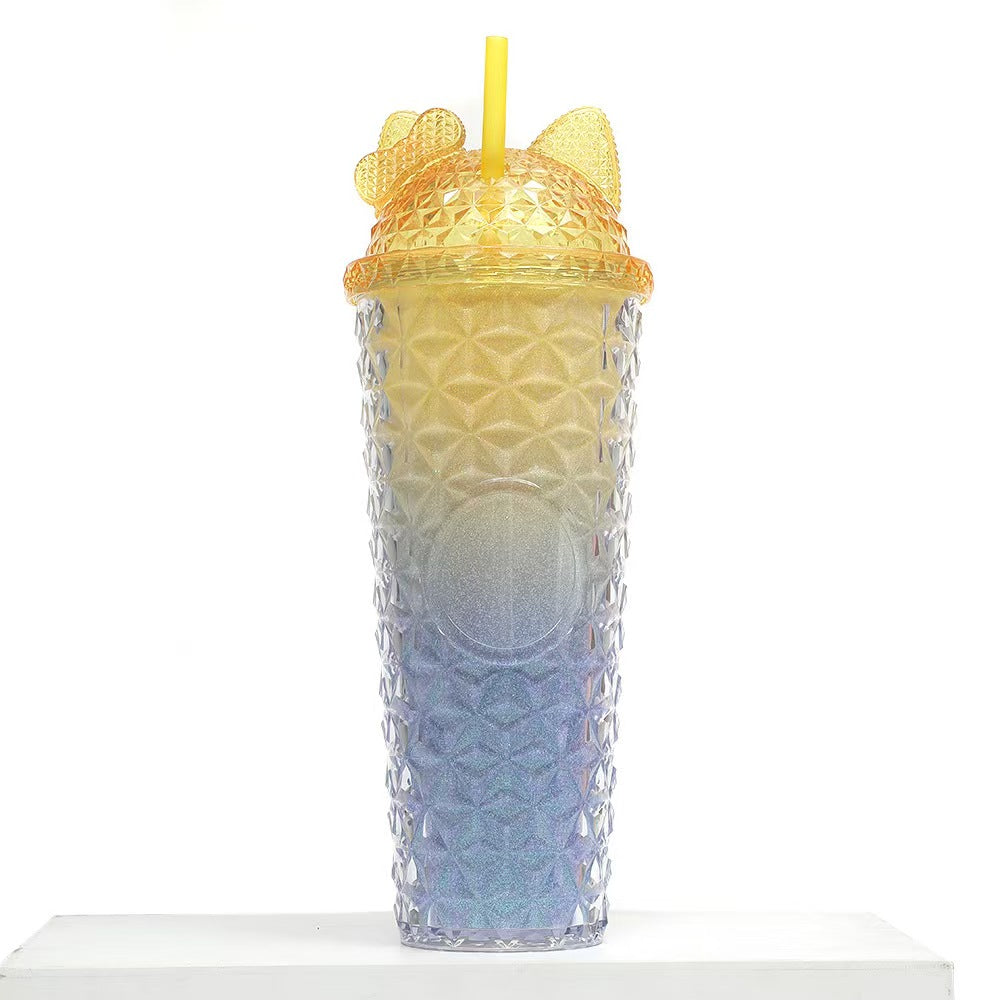 24oz Double Wall Plastic Tumbler with Straw