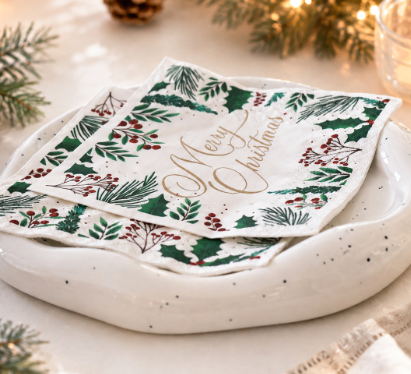 Christmas Botanical Paper Napkins