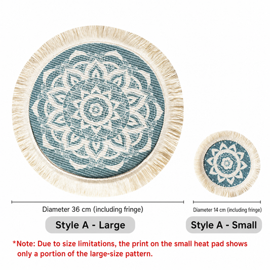Printed Boho Placemat, Mandala Tassel Table Mat for Kitchen Decor