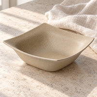 Textured Square Ceramic Bowl, Earthy Beige, 4.5, 6 or 8 Inch