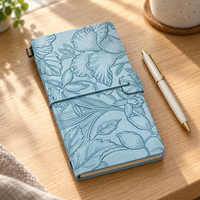 Floral Embossed Journal with Elastic Closure in Four Pastel Colors
