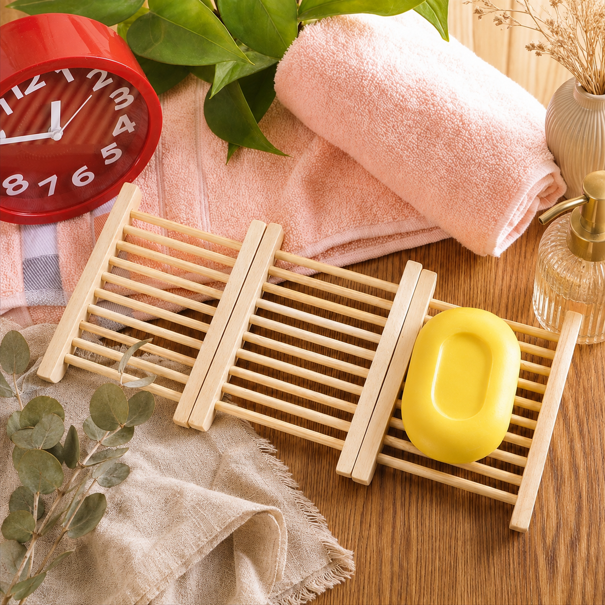 Natural Wooden Soap Dish | Drainage Soap Holder Tray for Handmade Bar Soap & Bathroom