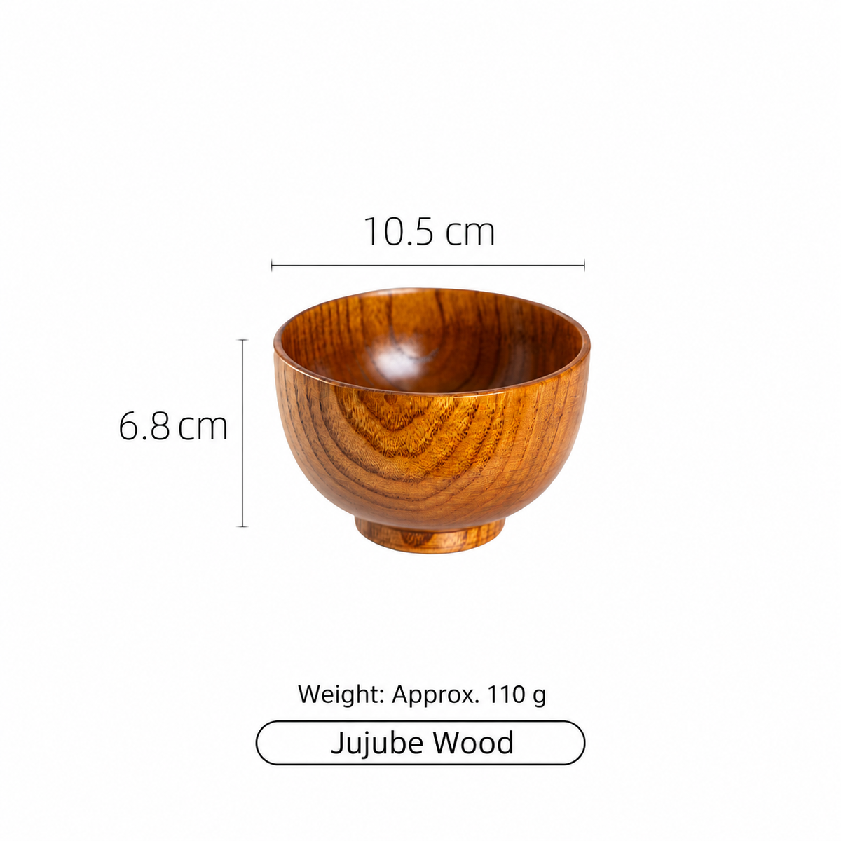 Jujube Wood Bowl,Warm Brown Wood Grain