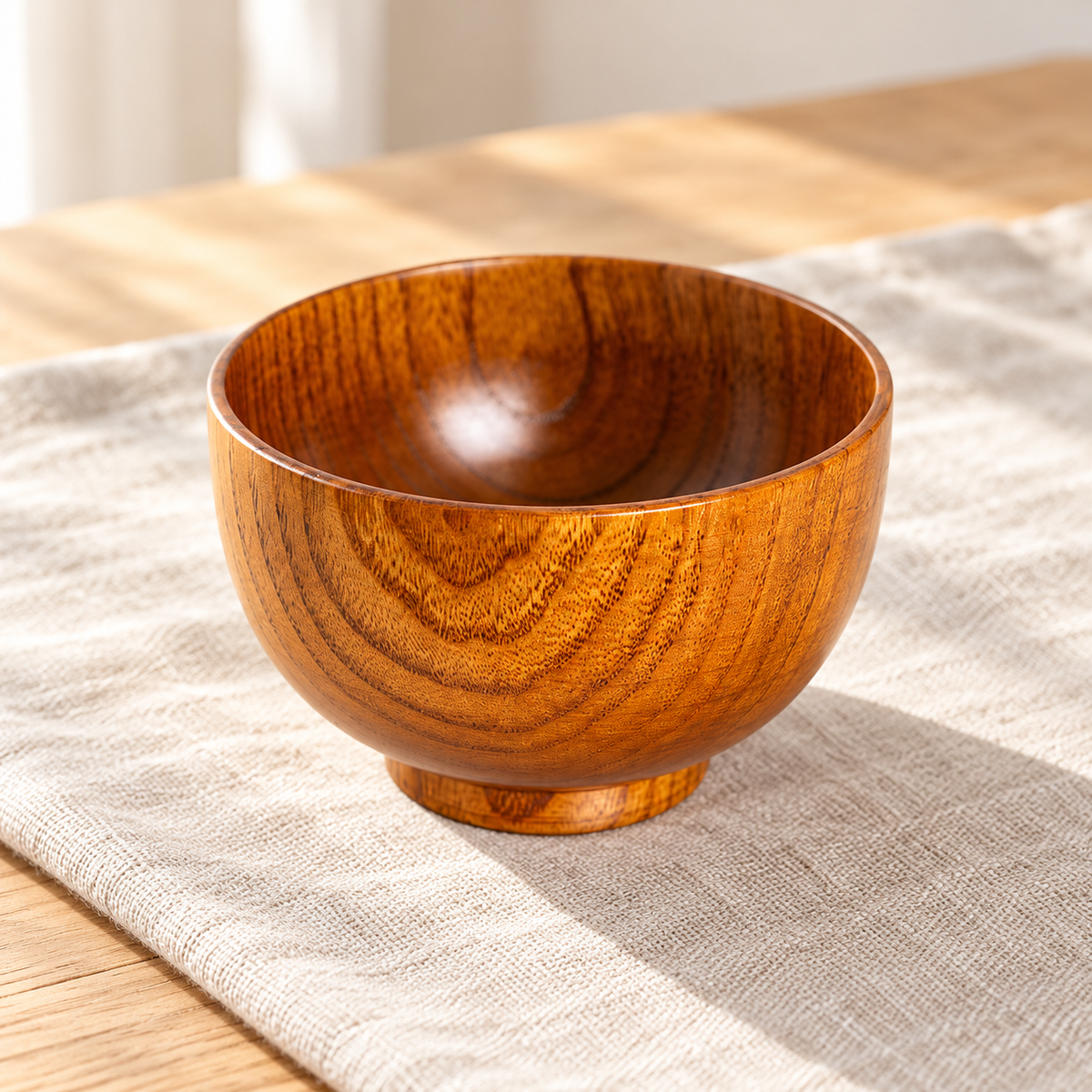 Jujube Wood Bowl,Warm Brown Wood Grain