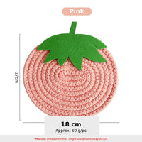 Fruit Shaped Cotton Rope Trivet, Strawberry & Pumpkin Woven Placemat and Non-Slip Coaster