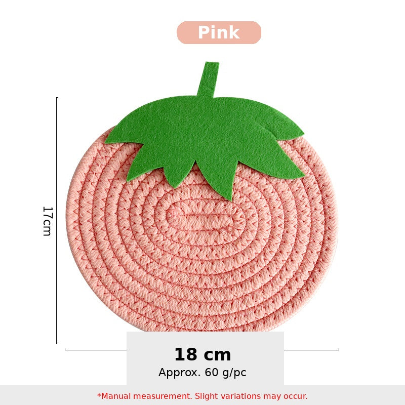 Fruit Shaped Cotton Rope Trivet, Strawberry & Pumpkin Woven Placemat and Non-Slip Coaster