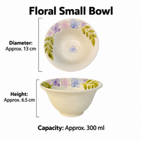 Pastel Floral Ceramic Dinnerware Set, 4 Pieces with Scalloped Edges