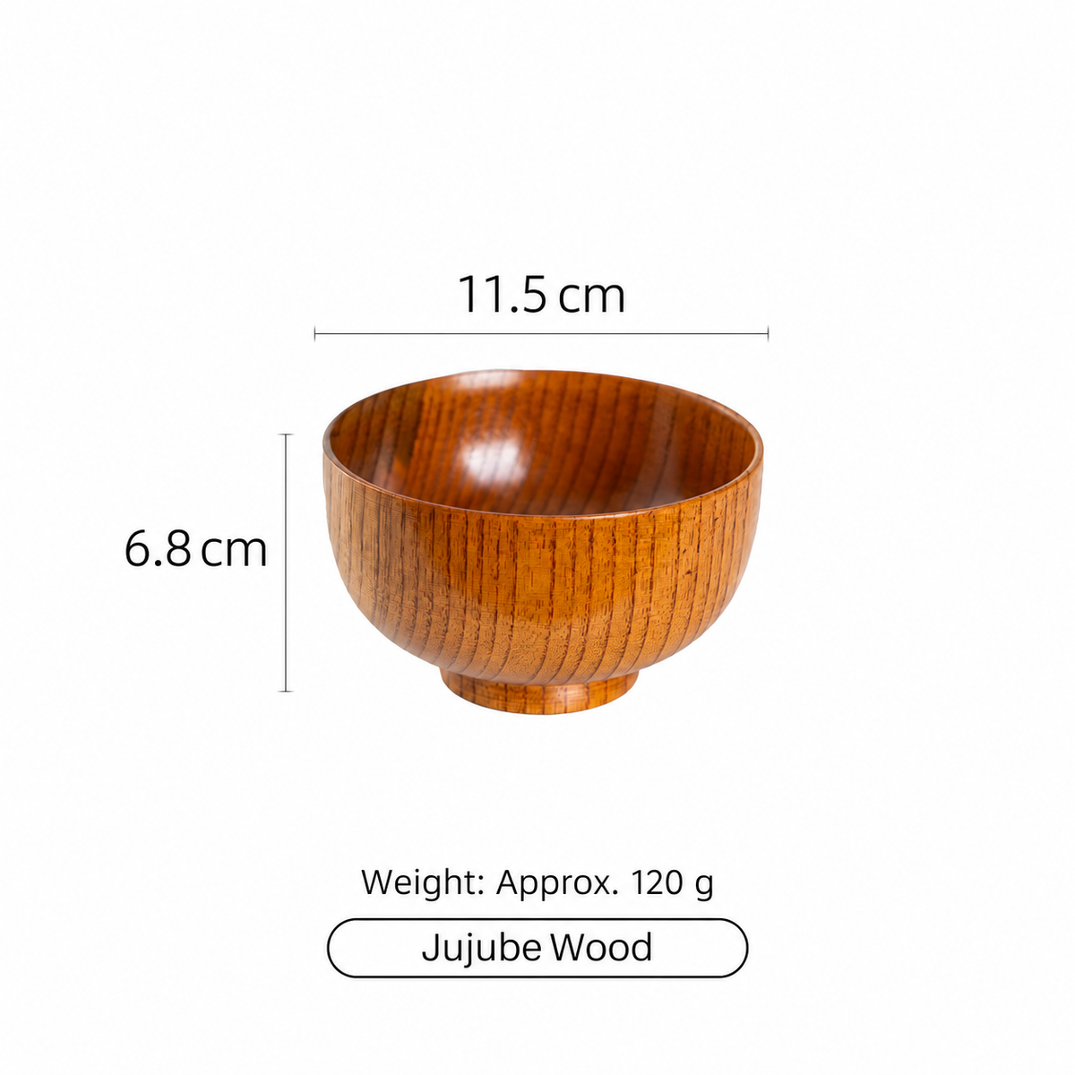Jujube Wood Bowl,Warm Brown Wood Grain