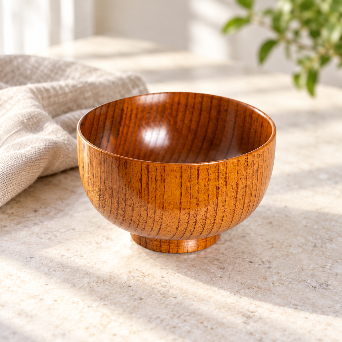 Jujube Wood Bowl,Warm Brown Wood Grain