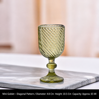 Vintage Green Glass Goblet, Embossed Floral Wine Glass, Retro Textured Drinking Cup