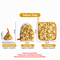 Floral Cotton Kitchen Set with Mini Oven Mitt Pot Holder and Lid Grip