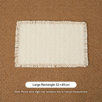 100% Cotton Fringed Table Mat, Natural Ivory Woven Placemats, Rustic Farmhouse Table Decor