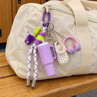 PVC Sports Bag Charm Keychain with Mini Tumbler and Headphone Charms