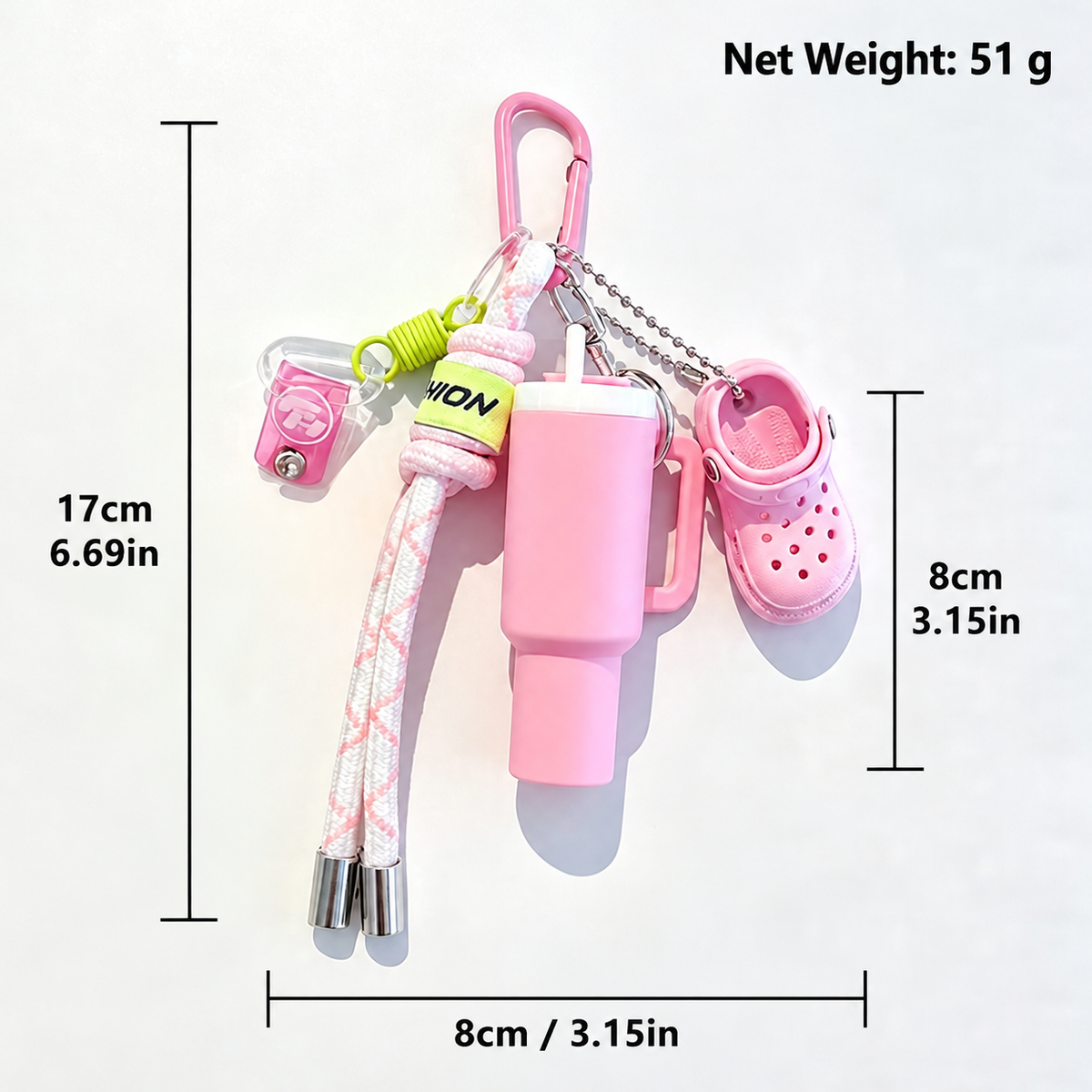 PVC Sports Bag Charm Keychain with Mini Tumbler and Headphone Charms