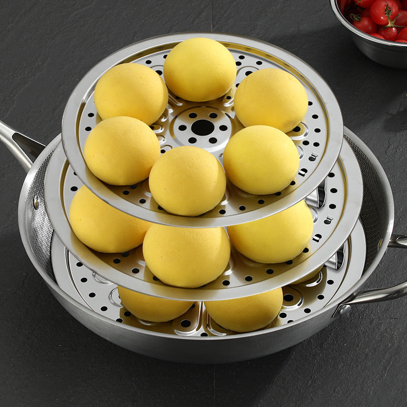 Stainless Steel Steamer Rack Round Folding Steaming Tray for Pots