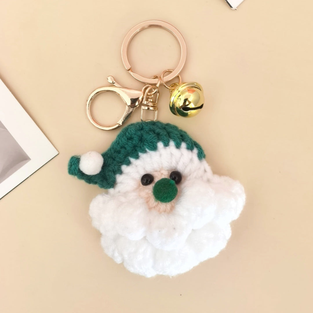 Mini Crochet Christmas Keychain Cute Santa Hat Snowflake Tree Bag Charm