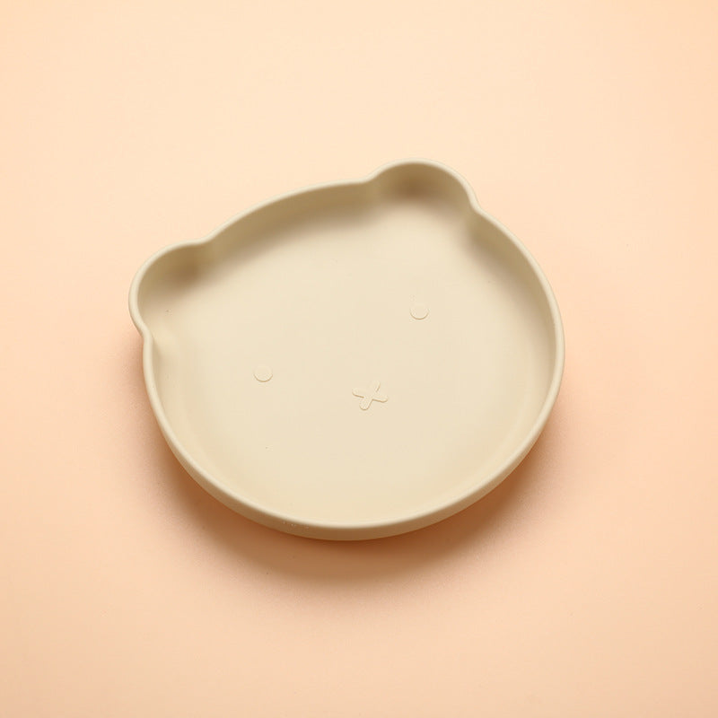 Bear Shaped Silicone Baby Plate Suction Toddler Feeding Dish