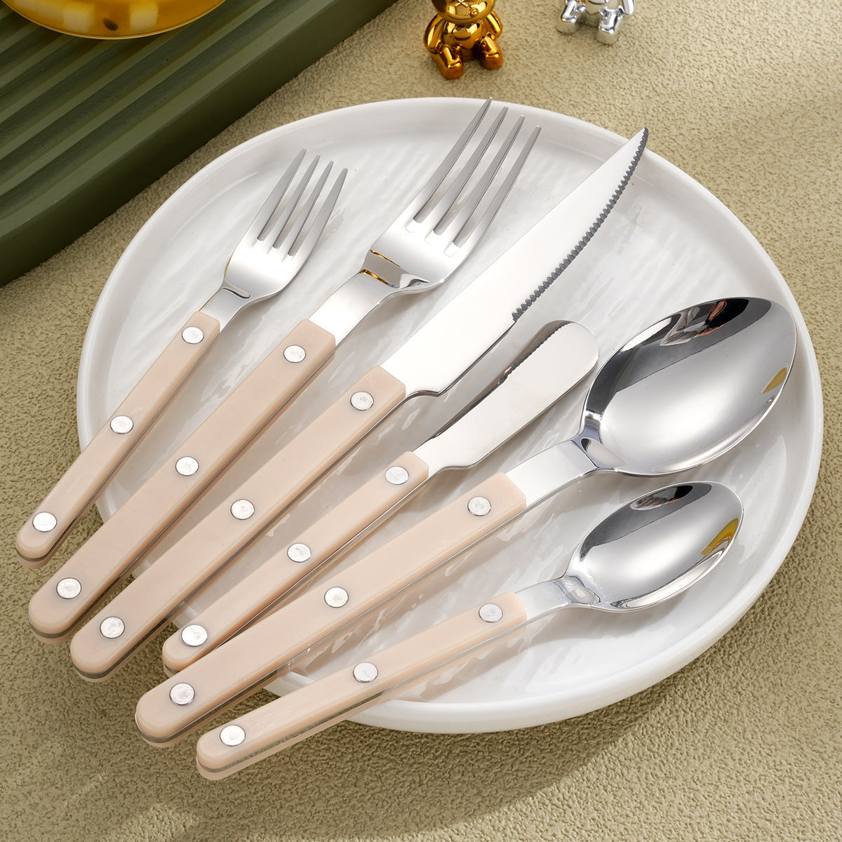 French Rivet Handle 304 Stainless Steel Cutlery Set – Knife, Fork & Spoont