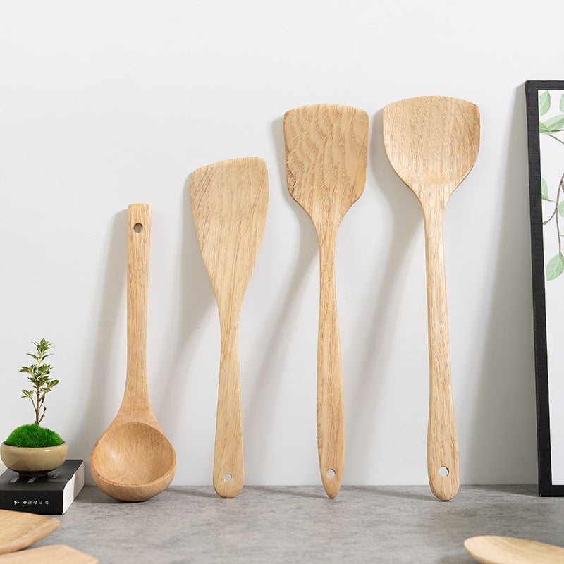 Natural Wood Cooking Spatula and Soup Ladle