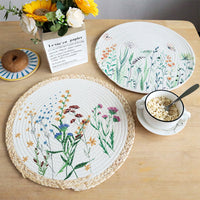 Round Cotton Rope Placemat, Printed Heat-Resistant Table Mat