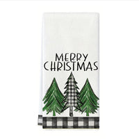 Christmas Microfiber Kitchen Towel Festive Holiday Tree Print Absorbent Dish Drying Cloth