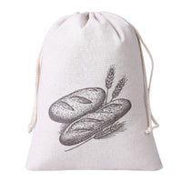 Reusable Cotton Linen Bread Storage Bag Rabbit Print Drawstring Bakery Pouch