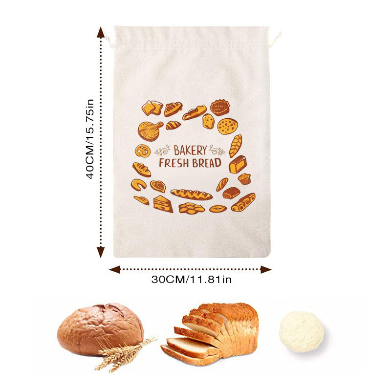 Custom Cotton Bread Bag, Reusable Drawstring Bakery Storage Bag