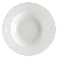 White Ceramic Pasta Bowl, 8.7 Inch Wide Rim Soup Plate
