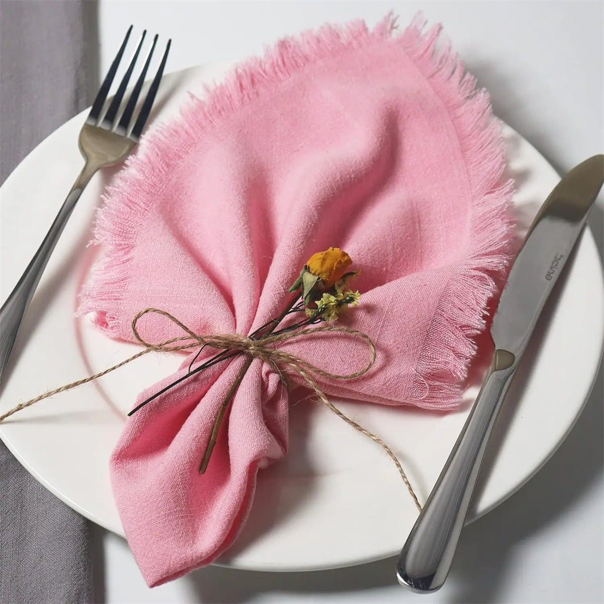 Fringed Cotton Linen Napkins for Relaxed Gatherings and Beautiful Table Settings, 45 x 45 cm