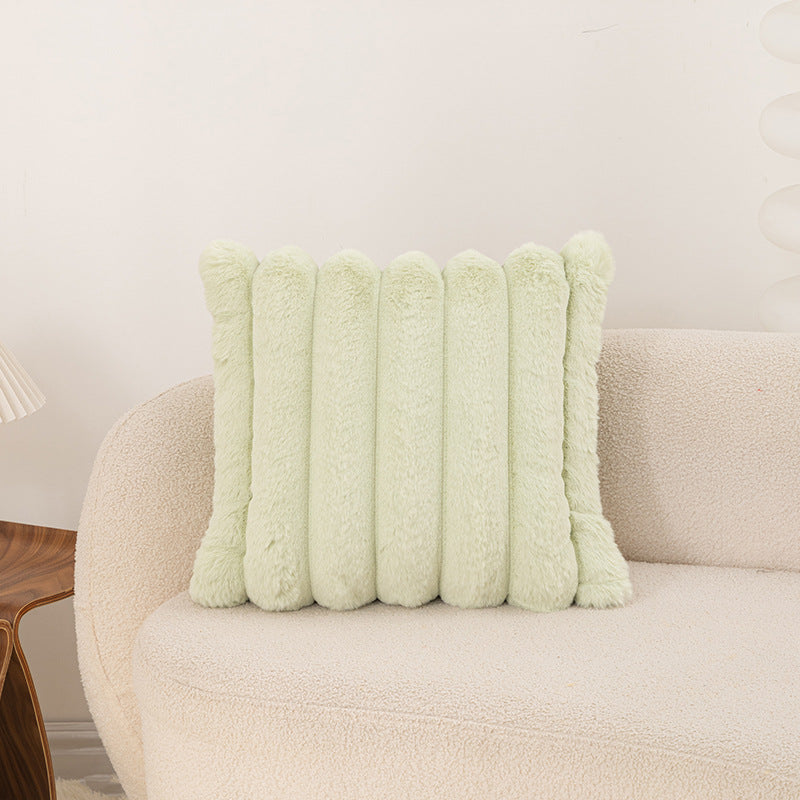 Ribbed Faux Rabbit Fur Throw Pillow Cover 45 x 45 cm