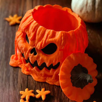 Halloween Pumpkin Candy Bowl with Lid – Resin Tabletop Decoration
