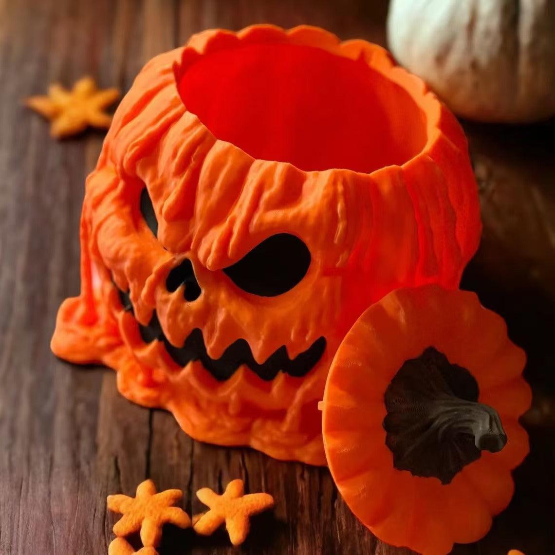 Halloween Pumpkin Candy Bowl with Lid – Resin Tabletop Decoration