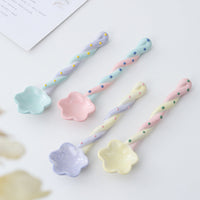 Ceramic Flower Spoon – Cute Twisted Handle Dessert Spoon for Kitchen & Dining