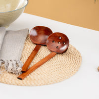 Wooden Soup Ladle – Camphor Wood & Bamboo Serving Spoon, 22cm Deep Scoop or Slotted Ladle for Cooking & Kitchen Use