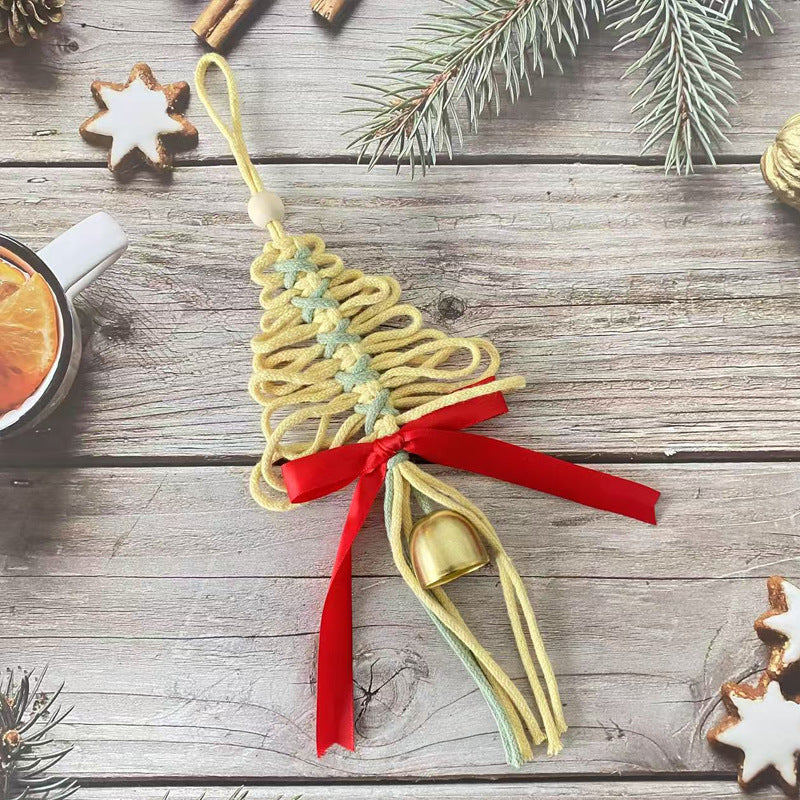 Handwoven Christmas Tree Ornament Macrame Holiday Hanging Decoration