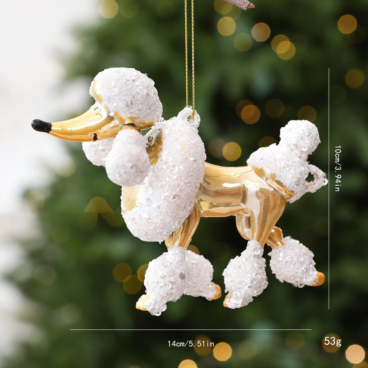 Glitter Poodle Christmas Tree Hanging Ornament